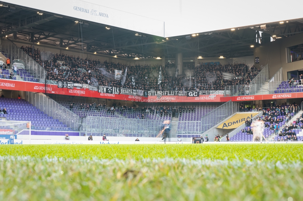 Austria Wien - Sturm Graz
Oesterreichische Fussball Bundesliga, 23. Runde, FK Austria Wien - SK Sturm Graz, Franz Horr Stadion Wien, 15.03.2026.Foto zeigt Fans von Sturm

