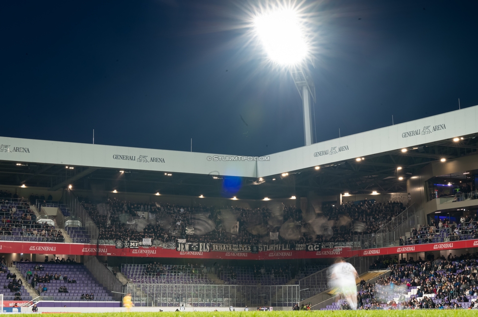 Austria Wien - Sturm Graz
Oesterreichische Fussball Bundesliga, 23. Runde, FK Austria Wien - SK Sturm Graz, Franz Horr Stadion Wien, 15.03.2026.Foto zeigt Fans von Sturm
