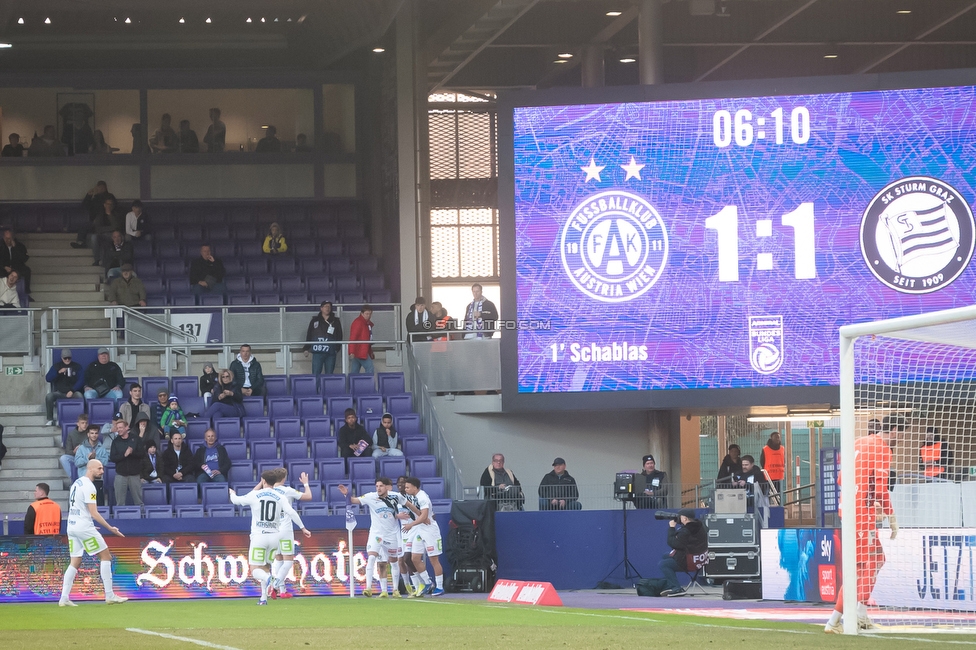 Austria Wien - Sturm Graz
Oesterreichische Fussball Bundesliga, 23. Runde, FK Austria Wien - SK Sturm Graz, Franz Horr Stadion Wien, 15.03.2026.

Foto zeigt Filip Jan Rozga (Sturm)
Schlüsselwörter: torjubel
