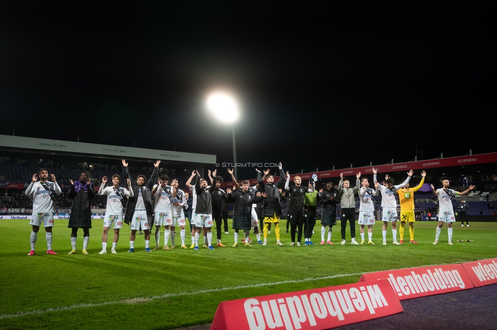 Austria Wien - Sturm Graz
Oesterreichische Fussball Bundesliga, 23. Runde, FK Austria Wien - SK Sturm Graz, Franz Horr Stadion Wien, 15.03.2026.Foto zeigt die Mannschaft von Sturm
