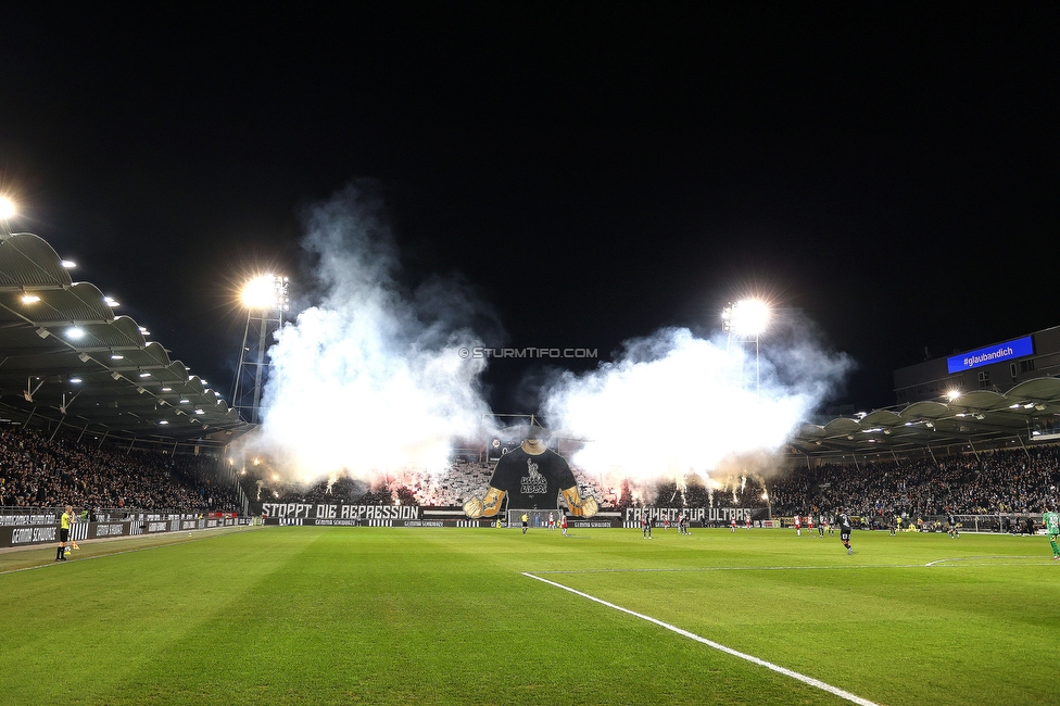 Sturm Graz - RB Salzburg
Oesterreichische Fussball Bundesliga, 24. Runde, SK Sturm Graz - FC RB Salzburg, Stadion Graz-Liebenau, 20.03.2026. Foto zeigt Fans von Sturm mit einer Choreografie
