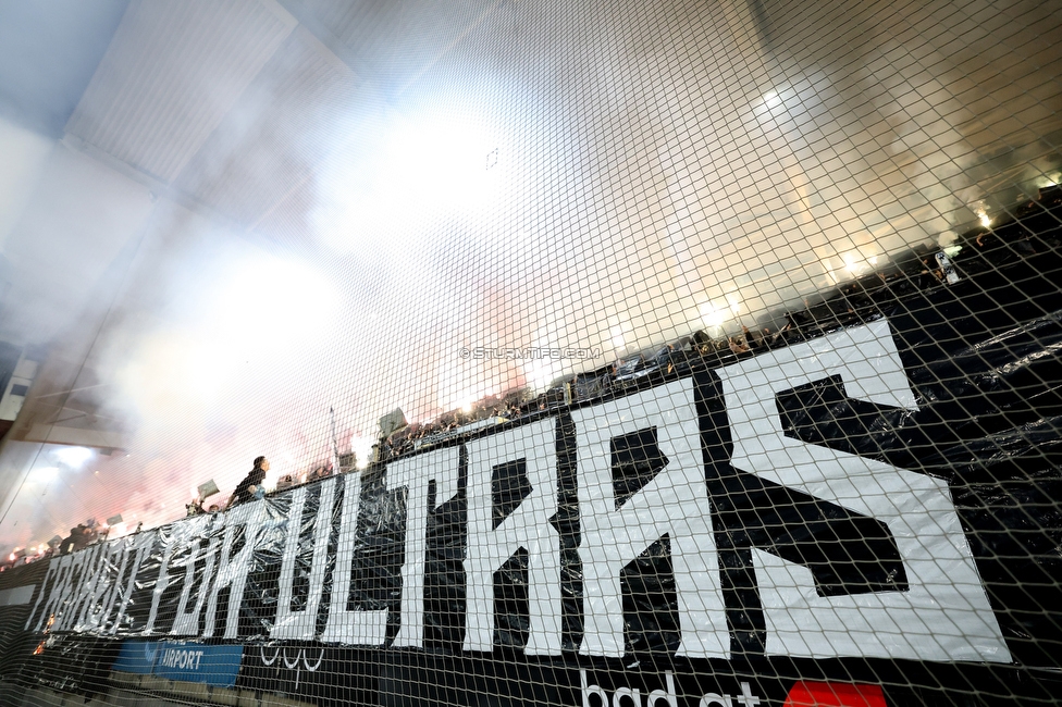 Sturm Graz - RB Salzburg
Oesterreichische Fussball Bundesliga, 24. Runde, SK Sturm Graz - FC RB Salzburg, Stadion Graz-Liebenau, 20.03.2026. Foto zeigt Fans von Sturm mit einer Choreografie
Schlüsselwörter: pyrotechnik