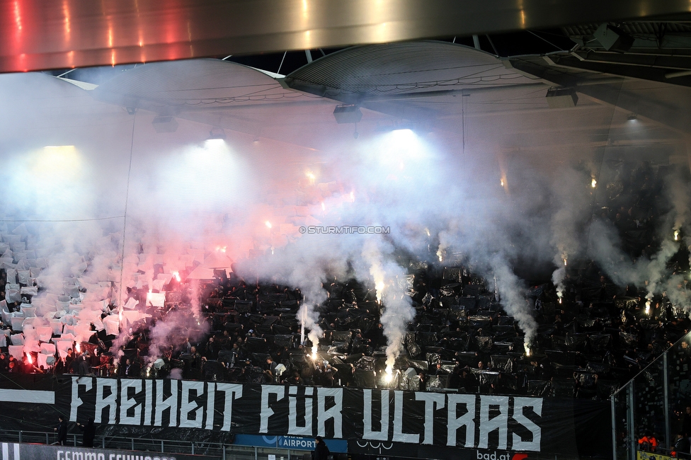 Sturm Graz - RB Salzburg
Oesterreichische Fussball Bundesliga, 24. Runde, SK Sturm Graz - FC RB Salzburg, Stadion Graz-Liebenau, 20.03.2026. Foto zeigt Fans von Sturm mit einer Choreografie
Schlüsselwörter: pyrotechnik