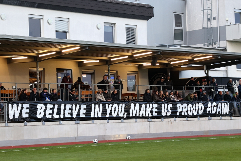 Sturm Damen - BW Linz
OEFB Frauen Bundesliga, 17. Runde, SK Sturm Graz Damen - BW Linz, Trainingszentrum Messendorf, 21.03.2026. Foto zeigt Fans von Sturm
