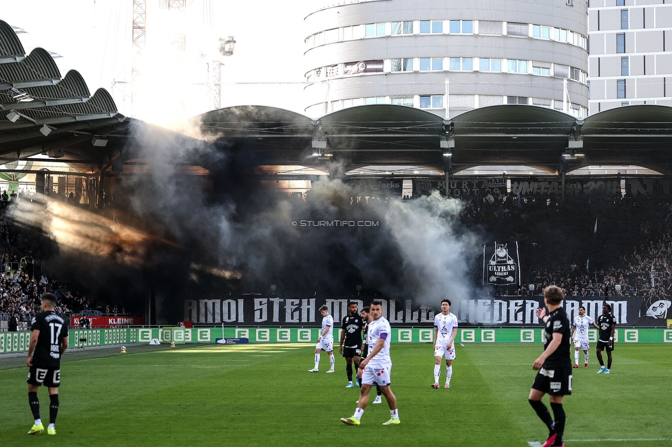 Sturm Graz - Austria Wien
Oesterreichische Fussball Bundesliga, 29. Runde, SK Sturm Graz - FK Austria Wien, Stadion Graz-Liebenau, 26.04.2026. 

Foto zeigt Fans von Sturm mit einer Choreografie
Schlüsselwörter: bastion jewels repression