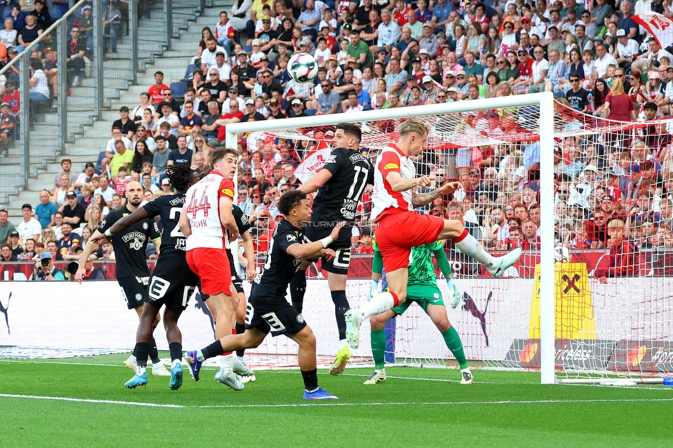 RB Salzburg - Sturm Graz
Oesterreichische Fussball Bundesliga, 30. Runde, FC RB Salzburg - SK Sturm Graz, Stadion Wals-Siezenheim, 03.05.2026.

Foto zeigt Jacob Peter Hoedl (Sturm) und Emir Karic (Sturm)
