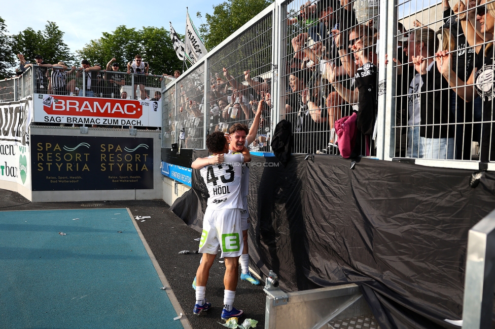 Hartberg - Sturm Graz
Oesterreichische Fussball Bundesliga, 31. Runde, TSV Hartberg - SK Sturm Graz, Profertil Arena Hartberg, 10.05.2026. 

Foto zeigt Jacob Peter Hoedl (Sturm) und Luca Weinhandl (Sturm)

