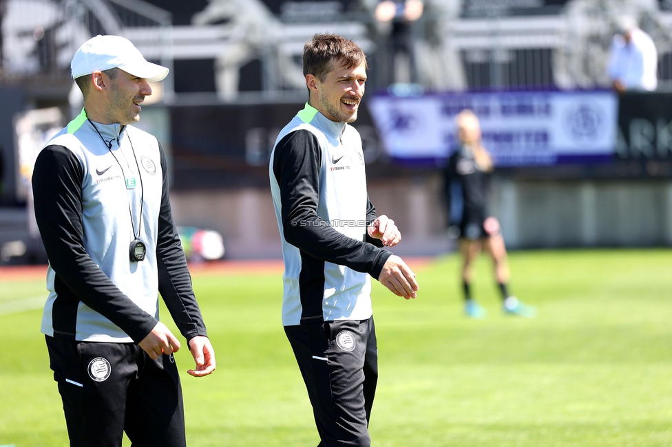 Sturm Damen - Austria Wien
OEFB Frauen Bundesliga, Meistergruppe - 4. Runde, SK Sturm Graz Damen - FK Austria Wien, Trainingszentrum Messendorf, 17.05.2026. Foto zeigt Mato Vrdoljak (Co-Trainer Sturm Damen) und Matthias Krienzer (Physiotherapeut Sturm Graz)

