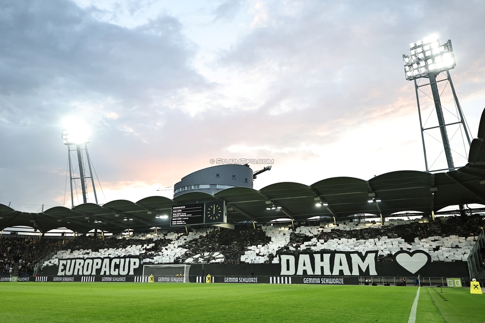 Sturm Graz - Heart of Midlothian
UEFA Champions League Qualifikation 2. Runde, SK Sturm Graz - Heart of Midlothian, Stadion Liebenau Graz, 21.07.2026. Foto zeigt Fans von Sturm mit einer Choreografie
