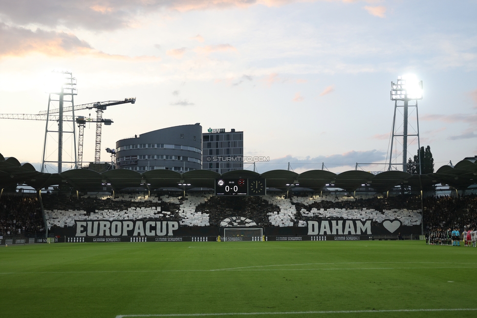 Sturm Graz - Heart of Midlothian
UEFA Champions League Qualifikation 2. Runde, SK Sturm Graz - Heart of Midlothian, Stadion Liebenau Graz, 21.07.2026. Foto zeigt Fans von Sturm mit einer Choreografie
