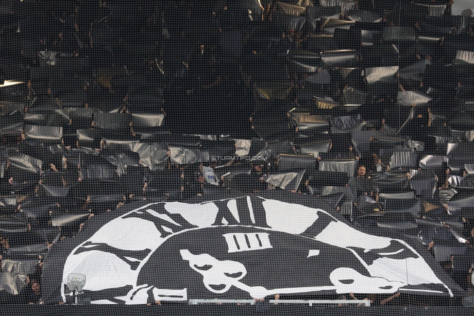 Sturm Graz - Heart of Midlothian
UEFA Champions League Qualifikation 2. Runde, SK Sturm Graz - Heart of Midlothian, Stadion Liebenau Graz, 21.07.2026. 

Foto zeigt Fans von Sturm mit einer Choreografie
