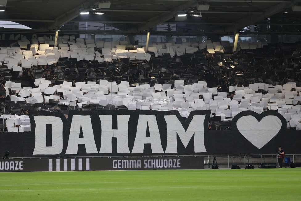 Sturm Graz - Heart of Midlothian
UEFA Champions League Qualifikation 2. Runde, SK Sturm Graz - Heart of Midlothian, Stadion Liebenau Graz, 21.07.2026. 

Foto zeigt Fans von Sturm mit einer Choreografie
