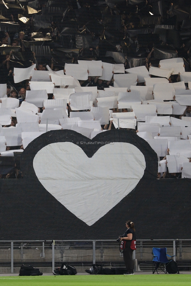 Sturm Graz - Heart of Midlothian
UEFA Champions League Qualifikation 2. Runde, SK Sturm Graz - Heart of Midlothian, Stadion Liebenau Graz, 21.07.2026. 

Foto zeigt Fans von Sturm mit einer Choreografie
