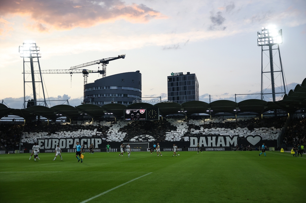 Sturm Graz - Heart of Midlothian
UEFA Champions League Qualifikation 2. Runde, SK Sturm Graz - Heart of Midlothian, Stadion Liebenau Graz, 21.07.2026. 

Foto zeigt Fans von Sturm mit einer Choreografie
