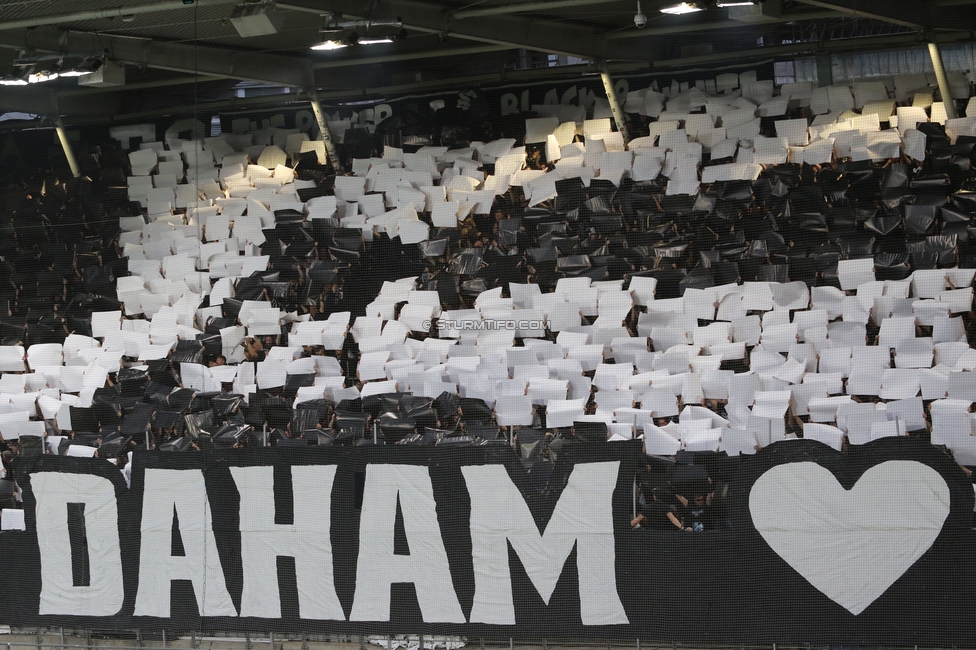 Sturm Graz - Heart of Midlothian
UEFA Champions League Qualifikation 2. Runde, SK Sturm Graz - Heart of Midlothian, Stadion Liebenau Graz, 21.07.2026. Foto zeigt Fans von Sturm mit einer Choreografie
