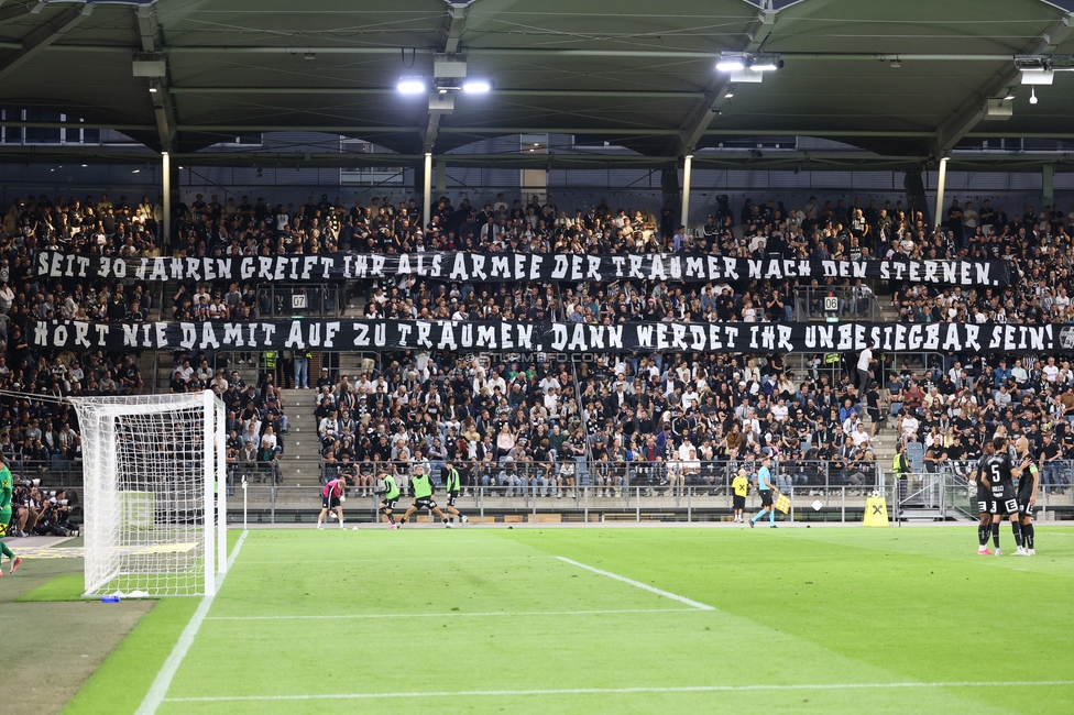 Sturm Graz - Heart of Midlothian
UEFA Champions League Qualifikation 2. Runde, SK Sturm Graz - Heart of Midlothian, Stadion Liebenau Graz, 21.07.2026. 

Foto zeigt Fans von Sturm
