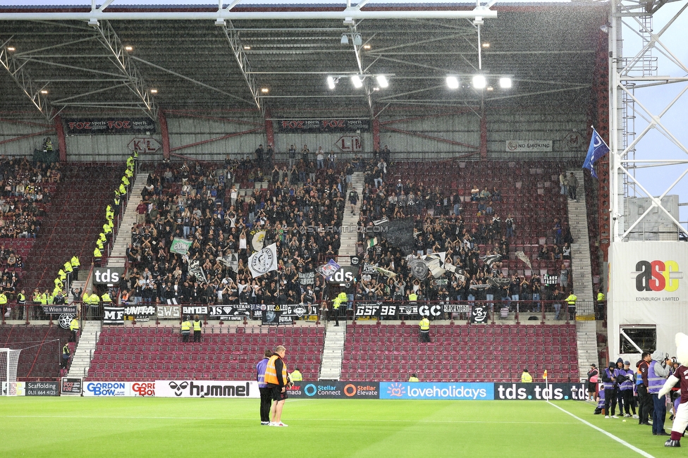 Heart of Midlothian - Sturm Graz
UEFA Champions League Qualifikation 2. Runde, Heart of Midlothian - SK Sturm Graz, Tynecastle Park Edinburgh, 28.07.2026. 

Foto zeigt Fans von Sturm
