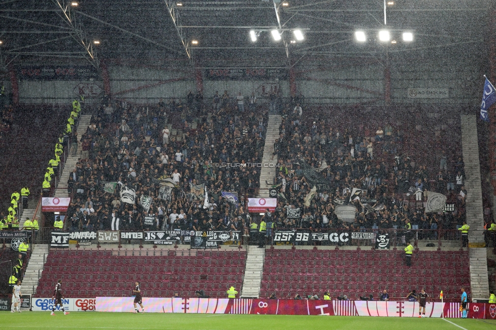Heart of Midlothian - Sturm Graz
UEFA Champions League Qualifikation 2. Runde, Heart of Midlothian - SK Sturm Graz, Tynecastle Park Edinburgh, 28.07.2026. 

Foto zeigt Fans von Sturm

