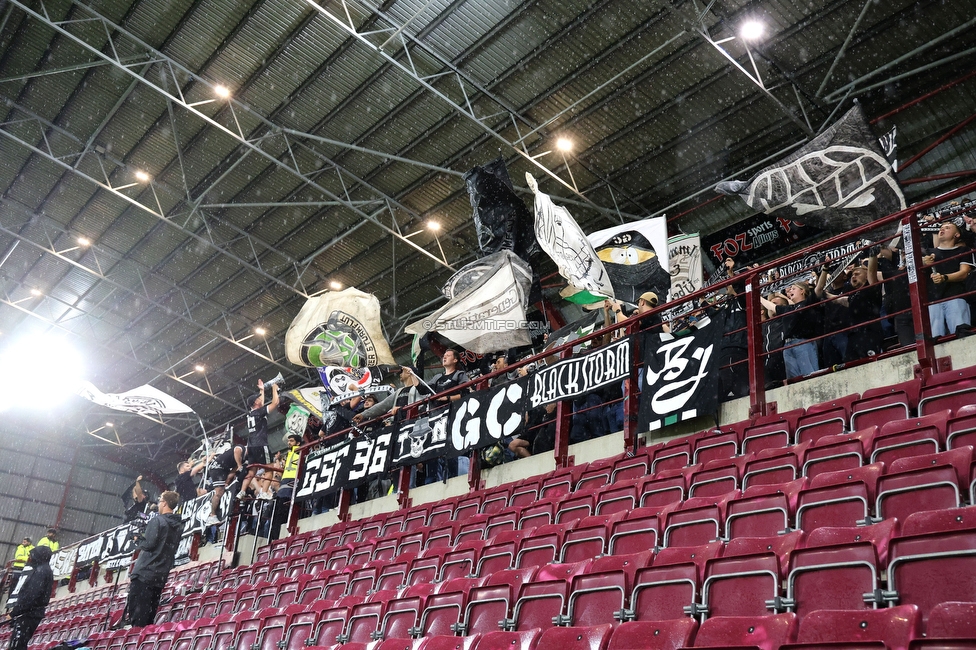 Heart of Midlothian - Sturm Graz
UEFA Champions League Qualifikation 2. Runde, Heart of Midlothian - SK Sturm Graz, Tynecastle Park Edinburgh, 28.07.2026. 

Foto zeigt Fans von Sturm
