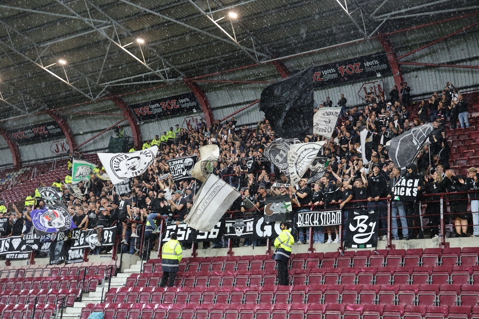 Heart of Midlothian - Sturm Graz
UEFA Champions League Qualifikation 2. Runde, Heart of Midlothian - SK Sturm Graz, Tynecastle Park Edinburgh, 28.07.2026. 

Foto zeigt Fans von Sturm
