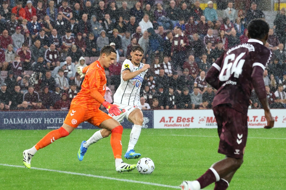 Heart of Midlothian - Sturm Graz
UEFA Champions League Qualifikation 2. Runde, Heart of Midlothian - SK Sturm Graz, Tynecastle Park Edinburgh, 28.07.2026. 

Foto zeigt Szymon Wlodarczyk (Sturm)

