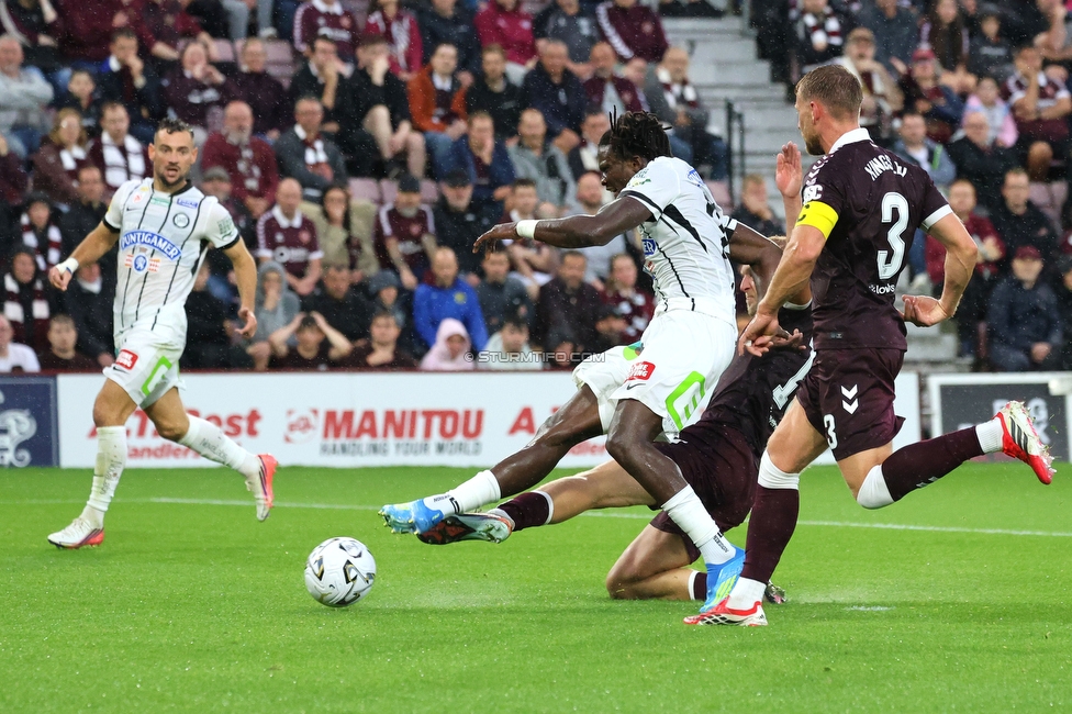 Heart of Midlothian - Sturm Graz
UEFA Champions League Qualifikation 2. Runde, Heart of Midlothian - SK Sturm Graz, Tynecastle Park Edinburgh, 28.07.2026. 

Foto zeigt Seedy Jatta (Sturm)
