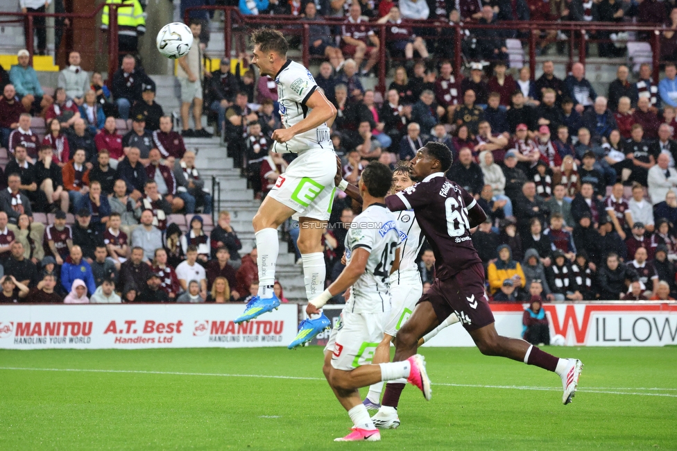 Heart of Midlothian - Sturm Graz
aUEFA Champions League Qualifikation 2. Runde, Heart of Midlothian - SK Sturm Graz, Tynecastle Park Edinburgh, 28.07.2026. 

Foto zeigt Szymon Wlodarczyk (Sturm)
