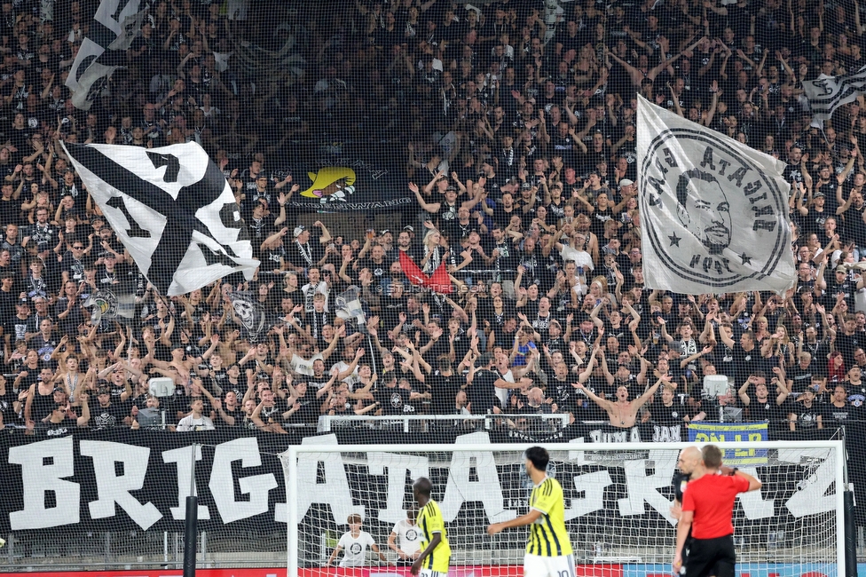 Sturm Graz - Fenerbahce
UEFA Champions League Qualifikation 3. Runde, SK Sturm Graz - Fenerbahce SK, Stadion Graz-Liebenau, 11.08.2026. 

Foto zeigt Fans von Sturm
Schlüsselwörter: brigata
