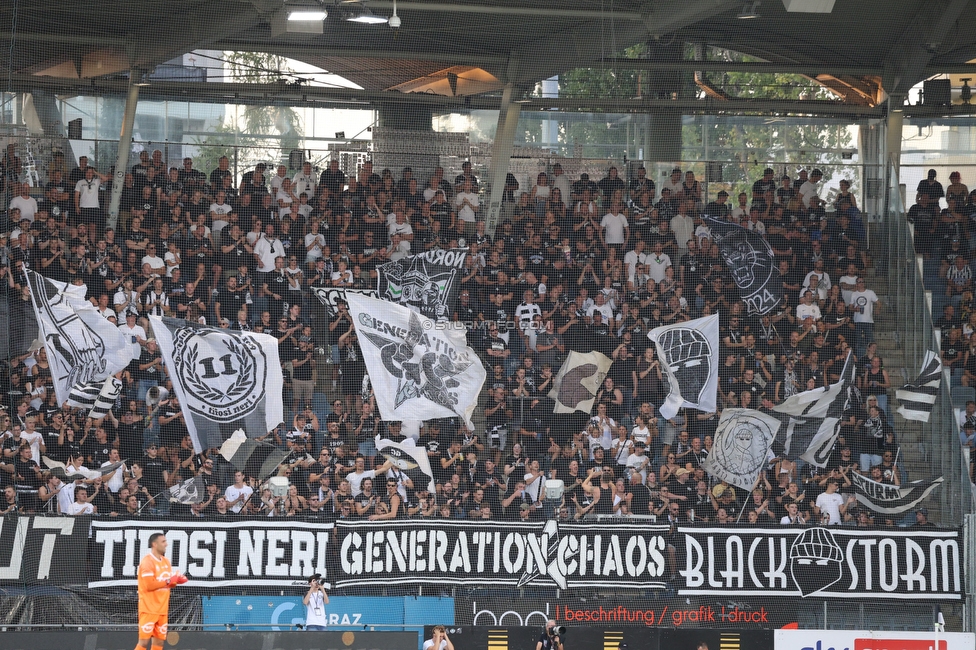 Sturm Graz - Altach
Oesterreichische Fussball Bundesliga, 3. Runde, SK Sturm Graz - SC Rheindorf Altach, Stadion Graz-Liebenau, 15.08.2026. 

Foto zeigt Fans von Sturm
Schlüsselwörter: tifosi generationchaos blackstorm