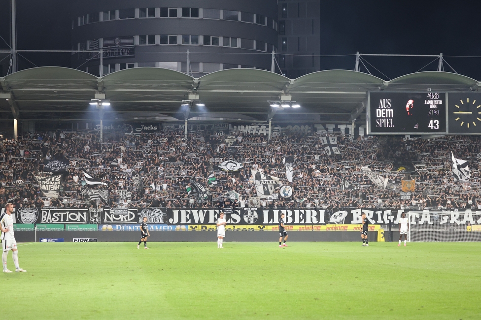 Sturm Graz - Altach
Oesterreichische Fussball Bundesliga, 3. Runde, SK Sturm Graz - SC Rheindorf Altach, Stadion Graz-Liebenau, 15.08.2026. 

Foto zeigt Fans von Sturm
Schlüsselwörter: schals