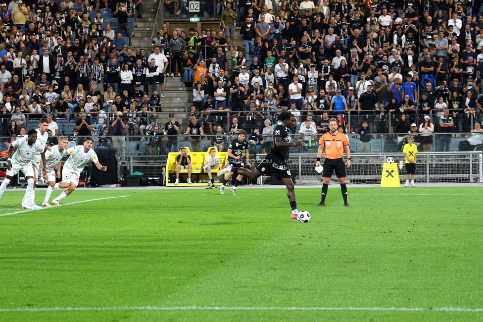 Sturm Graz - Lustenau
Oesterreichische Fussball Bundesliga, 4. Runde, SK Sturm Graz - SC Austria Lustenau, Stadion Graz-Liebenau, 22.08.2026. 

Foto zeigt Seedy Jatta (Sturm)
Schlüsselwörter: elfmeter torjubel