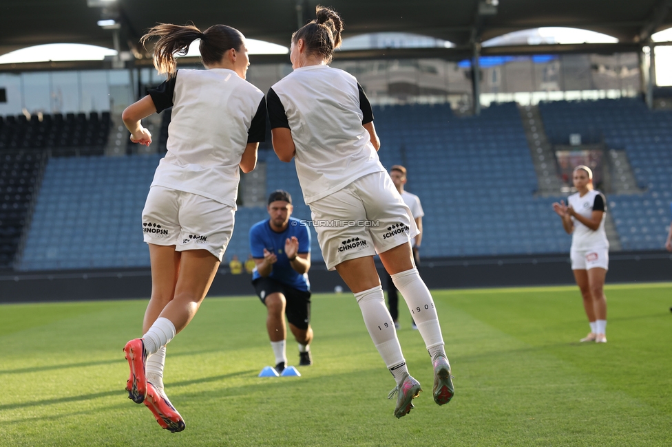 Sturm Frauen - Gintra
UEFA Womens Europa Cup Qualifikation, 1. Runde, SK Sturm Graz Frauen - FC Gintra, Stadion Graz-Liebenau, 26.08.2026.Foto zeigt Marie Spiess (Sturm Frauen) und Stefanie Grossgasteiger (Sturm Frauen)
