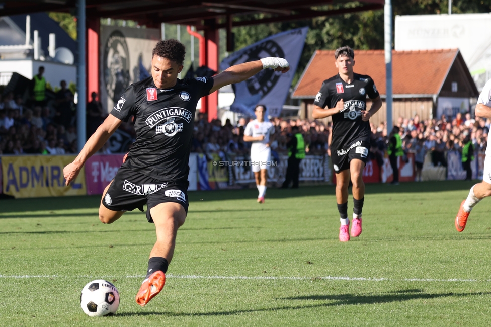 Voitsberg - Sturm Graz
OEFB Cup 2. Runde, TSV Voitsberg - SK Sturm Graz, Muenzer Bioindustrie Sportpark, Voitsberg, 05.09.2026. Foto zeigt Jacob Peter Hoedl (Sturm)
