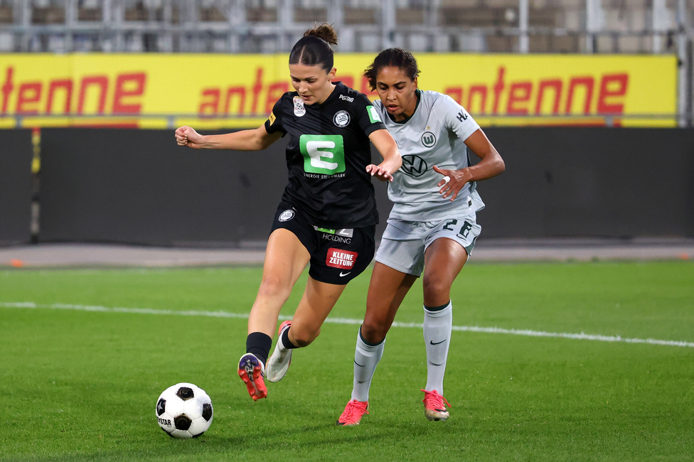 Sturm Frauen - Wolfsburg
UEFA Womens Europa Cup Qualifikation, 2. Runde, SK Sturm Graz Frauen - VfL Wolfsburg, Stadion Graz-Liebenau, 30.09.2026.Foto zeigt Marie Spiess (Sturm Frauen)
