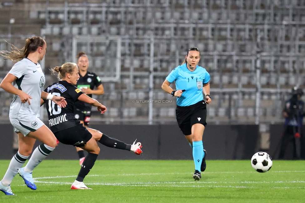 Sturm Frauen - Wolfsburg
UEFA Womens Europa Cup Qualifikation, 2. Runde, SK Sturm Graz Frauen - VfL Wolfsburg, Stadion Graz-Liebenau, 30.09.2026.Foto zeigt Sara Pavlovic (Sturm Frauen)
