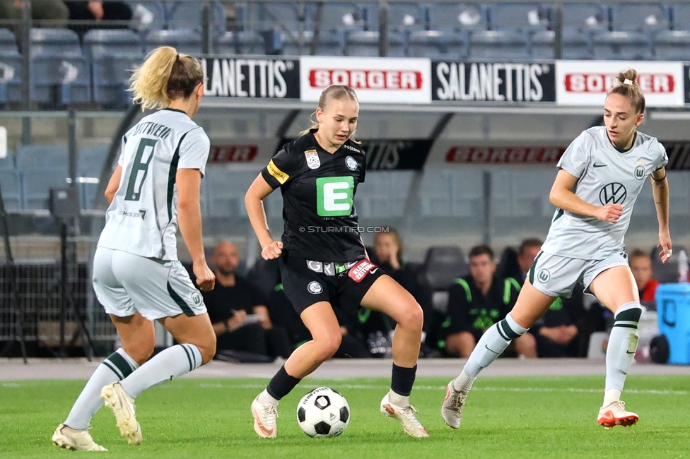 Sturm Frauen - Wolfsburg
UEFA Womens Europa Cup Qualifikation, 2. Runde, SK Sturm Graz Frauen - VfL Wolfsburg, Stadion Graz-Liebenau, 30.09.2026.Foto zeigt Lena Breznik (Sturm Frauen)
