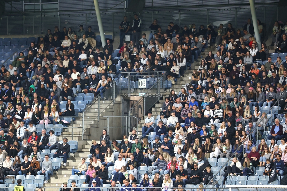 Sturm Frauen - Wolfsburg
UEFA Womens Europa Cup Qualifikation, 2. Runde, SK Sturm Graz Frauen - VfL Wolfsburg, Stadion Graz-Liebenau, 30.09.2026.Foto zeigt Fans von Sturm
