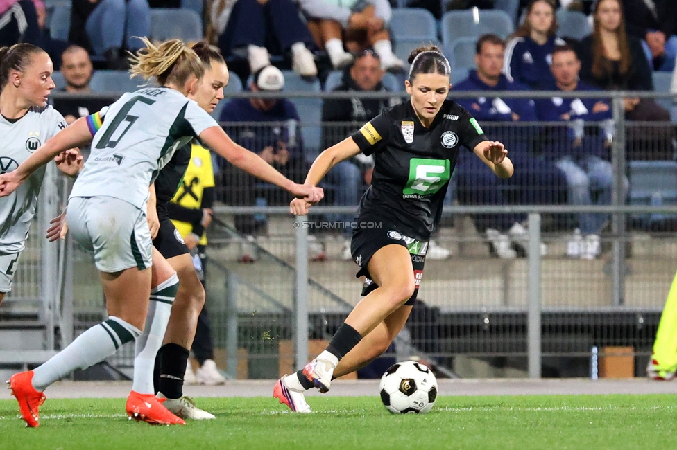 Sturm Frauen - Wolfsburg
UEFA Womens Europa Cup Qualifikation, 2. Runde, SK Sturm Graz Frauen - VfL Wolfsburg, Stadion Graz-Liebenau, 30.09.2026.Foto zeigt Marie Spiess (Sturm Frauen)
