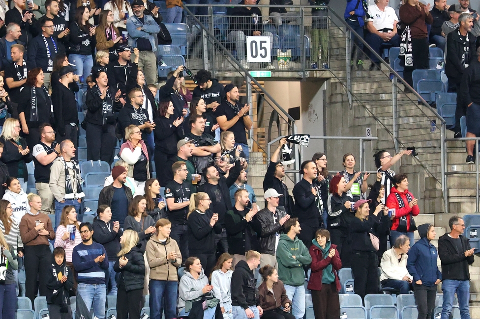 Sturm Frauen - Wolfsburg
UEFA Womens Europa Cup Qualifikation, 2. Runde, SK Sturm Graz Frauen - VfL Wolfsburg, Stadion Graz-Liebenau, 30.09.2026.Foto zeigt Fans von Sturm
