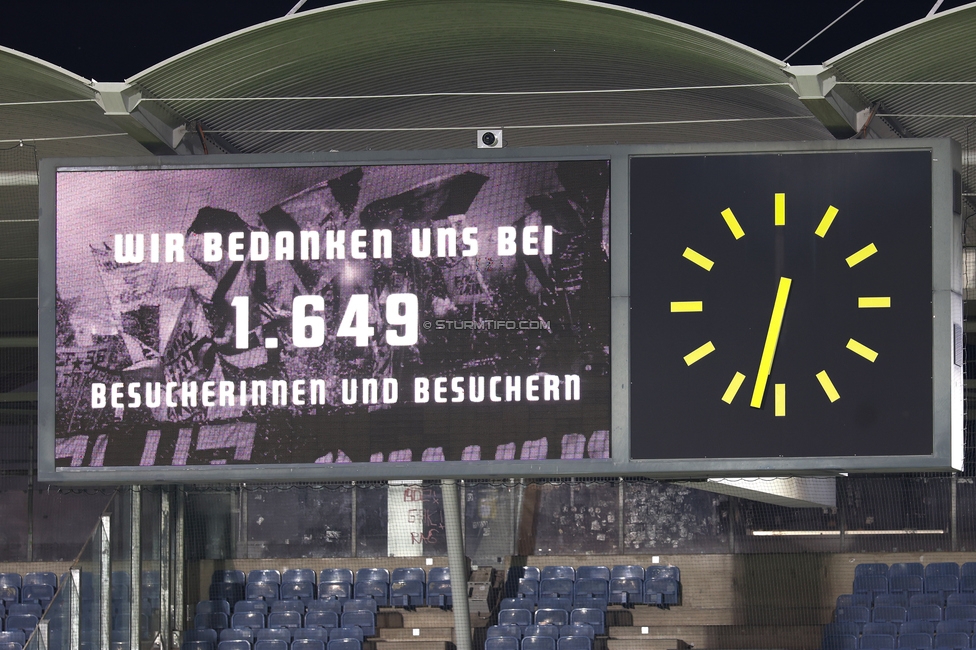 Sturm Frauen - Wolfsburg
UEFA Womens Europa Cup Qualifikation, 2. Runde, SK Sturm Graz Frauen - VfL Wolfsburg, Stadion Graz-Liebenau, 30.09.2026.Foto zeigt die Zuschauerzahl

