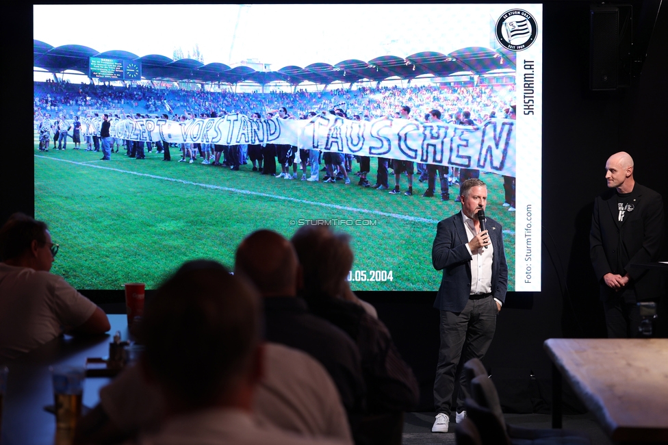 4. Sturmhistorischer Themenabend
4. Sturmhistorischer Themenabend - 20 Jahre Zwangsausgleich, Sportsbar - Das Eggenberg, Graz, 02.10.2026.

Foto zeigt Alexander Stangl (ehem. Vorstand Sturm)
