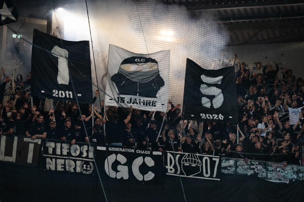 Austria Wien - Sturm Graz
Oesterreichische Fussball Bundesliga, 8. Runde, FK Austria Wien - SK Sturm Graz, Franz Horr Stadion Wien, 10.10.2026.

Foto zeigt Fans von Sturm
Schlüsselwörter: generationchaos